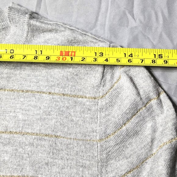 Halogen Size XSp Womens Gray With Gold Thread Lines Button Down Cardigan Shirt - Picture 5 of 7